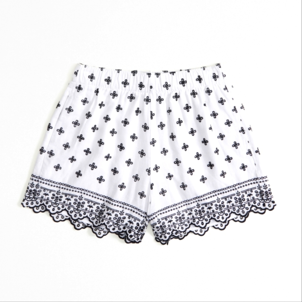ABERCROMBIE & FITCH: Linen-Blend Eyelet Pull-On Shorts